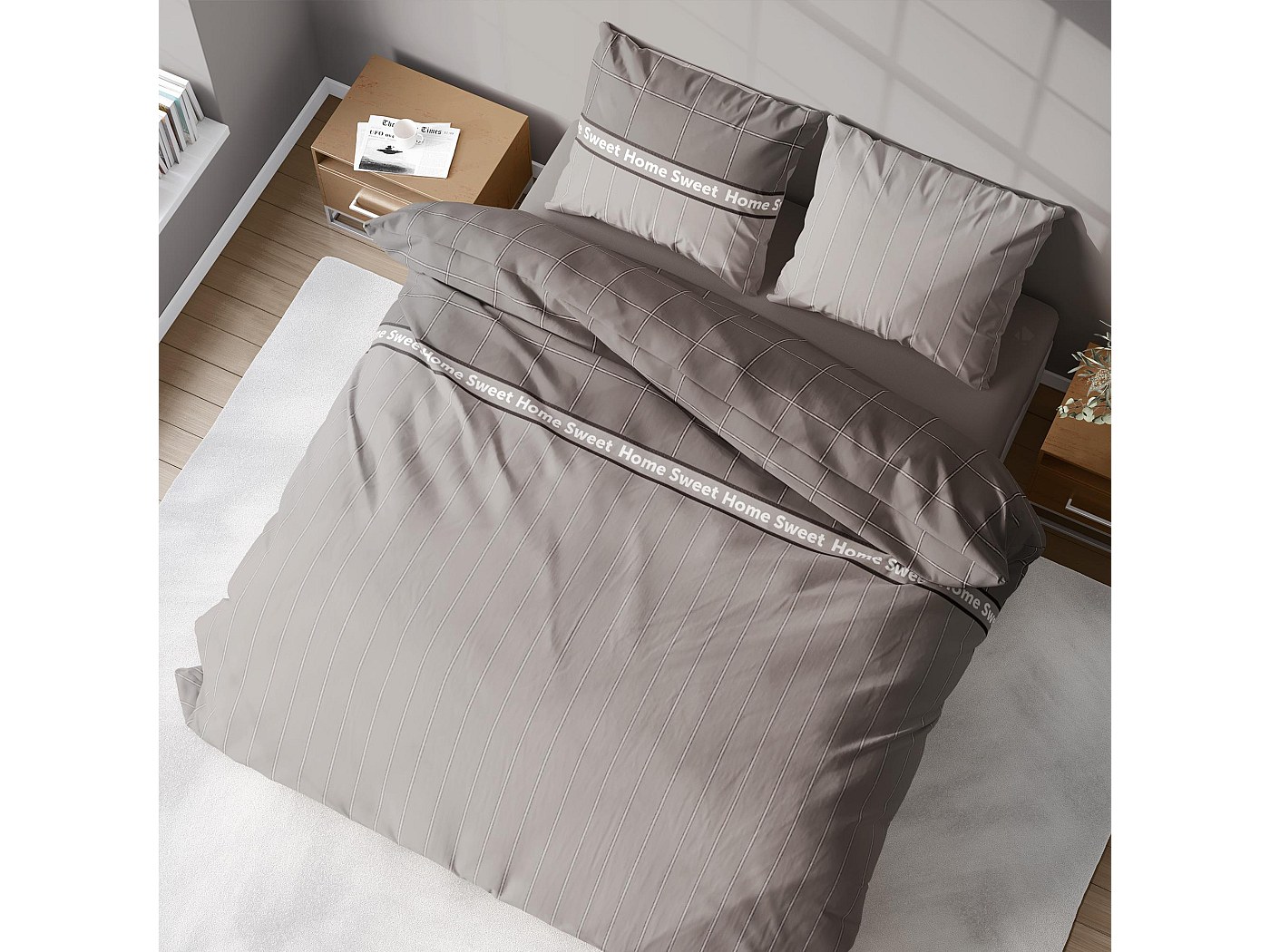 Parure De Lit 3 Pièces CALITEX 260x240 Cm - Coton 57 Fils - Housse De Couette 240x220 Cm + 2 Taies - Certifié OEKO-TEX