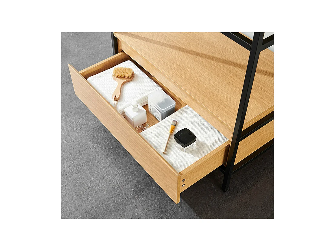 Meuble salle de bain UNIK largeur 80 cm en métal noir avec vasque céramique noire