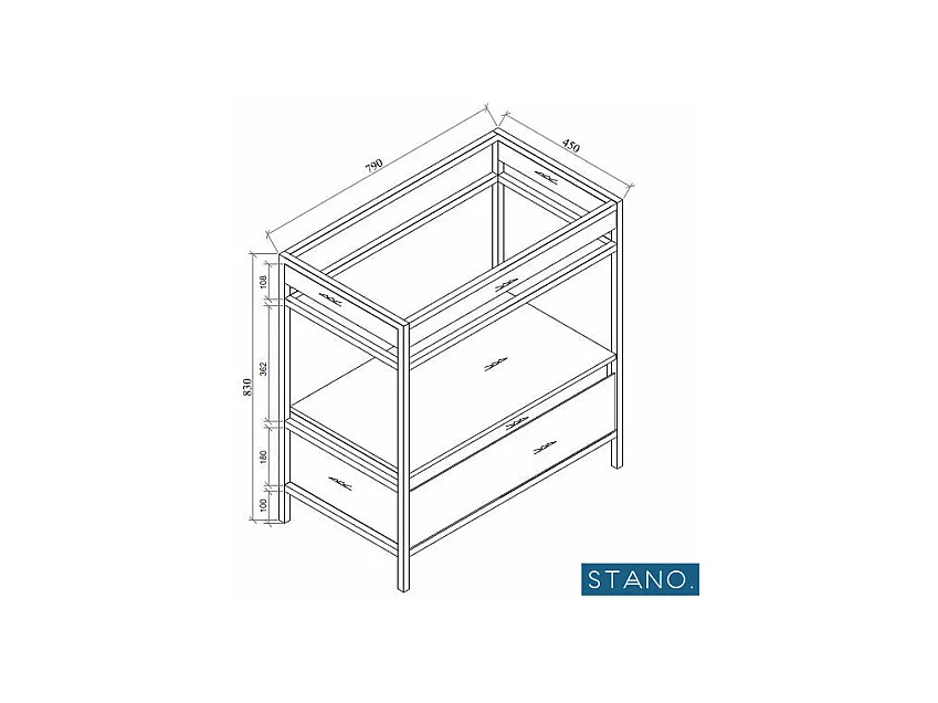 Meuble salle de bain UNIK largeur 80 cm en métal noir avec vasque céramique noire