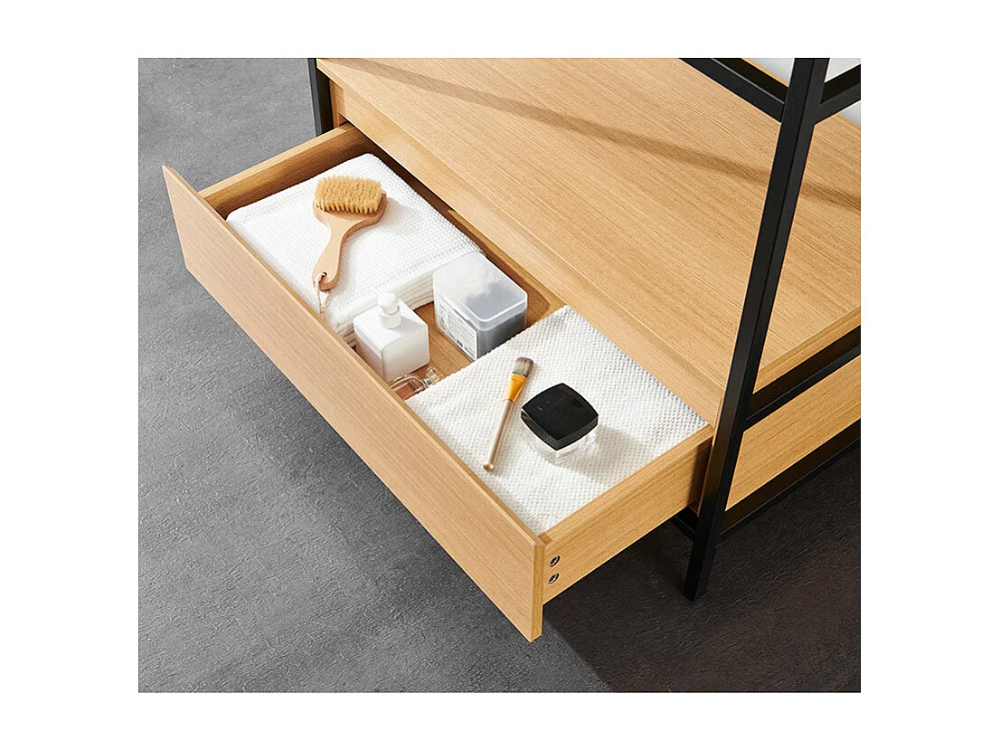 Meuble salle de bain UNIK largeur 80 cm en métal noir avec vasque céramique noire