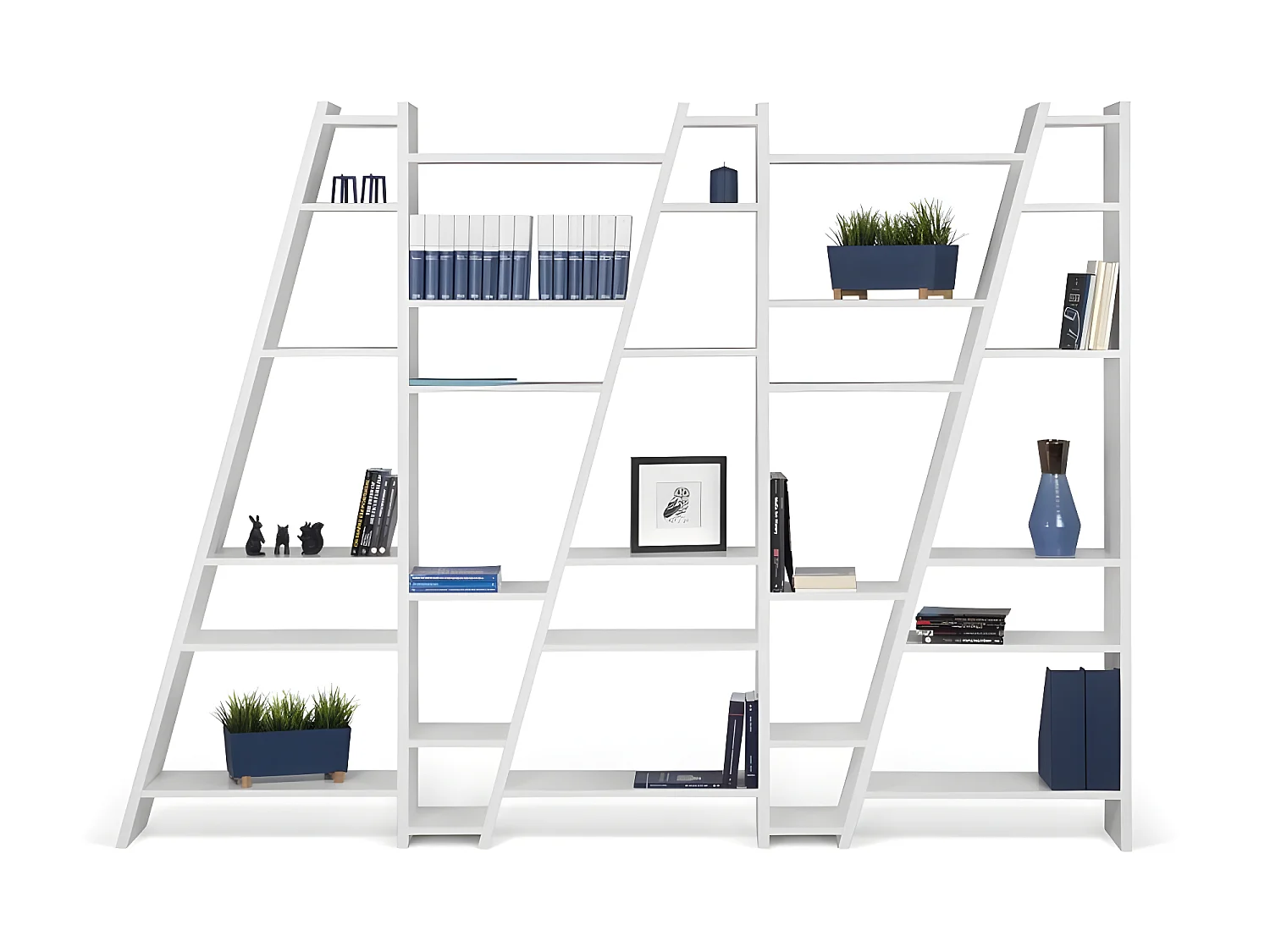 Bibliothèque DELTA 5 parties - blanc laqué - TEMAHOME