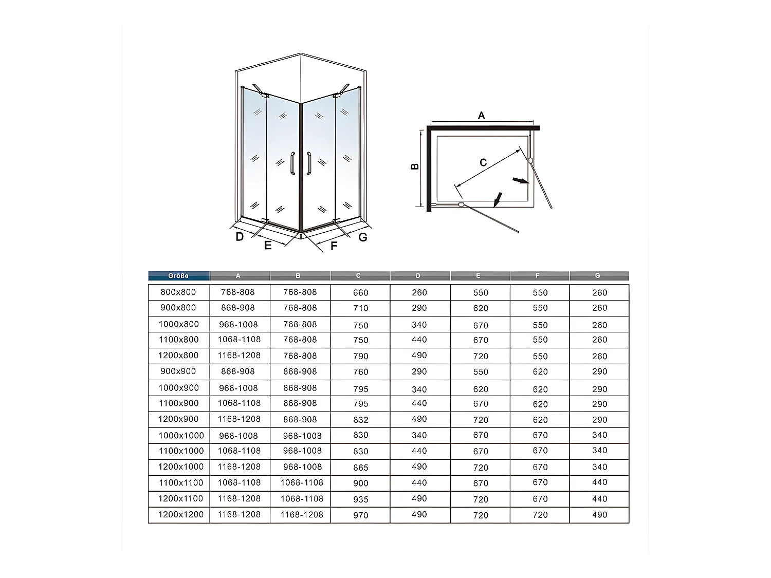 Cabine de douche Noire 120x120x195cm cabine de douche battante l'accès d'angle en 8mm verre anticalcaire