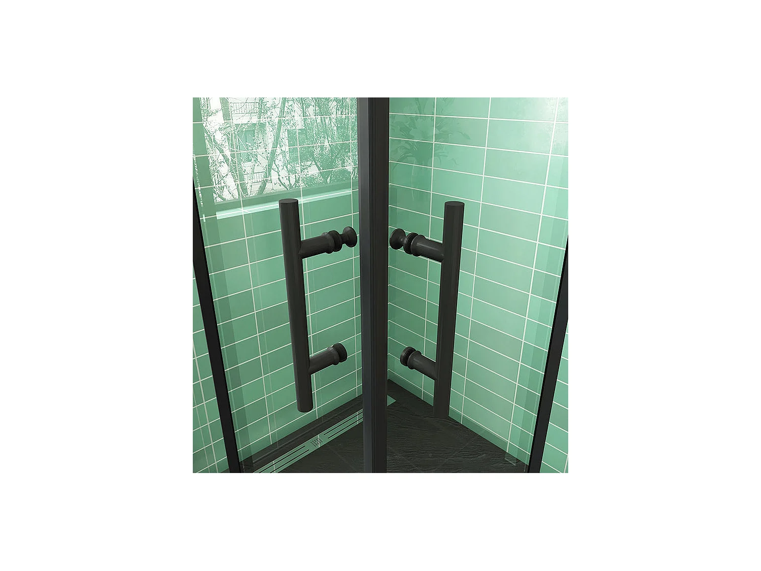 Cabine de douche 80x80x200cm cabine de douche coulissante en verre anticalcaire et le modèle noir mat Hauteur 200cm