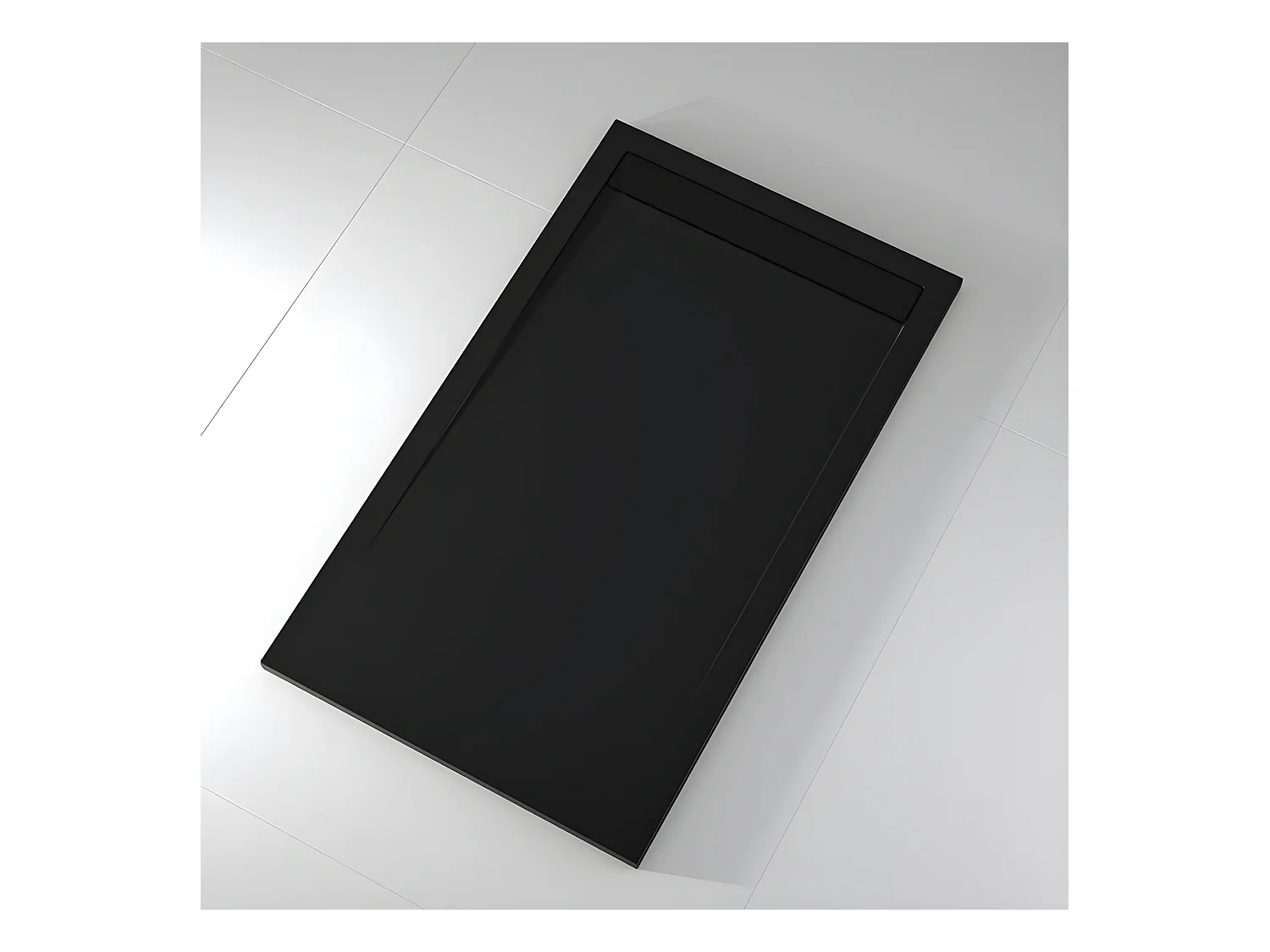 Mineralguss-Duschwanne extra flach CLEVER Schieferoptik SCHWARZ 70x190 cm