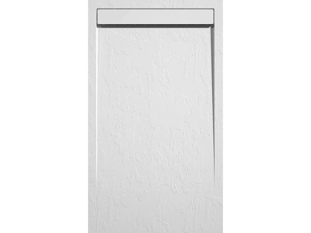 Mineralguss-Duschwanne extra flach CLEVER Schieferoptik WEIß 80x120 cm  Auslaufschutz in Farbe