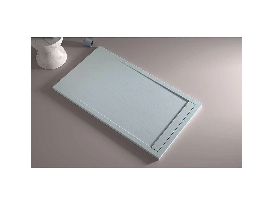 Mineralguss-Duschwanne extra flach CLEVER Schieferoptik GRAU 70x90 cm