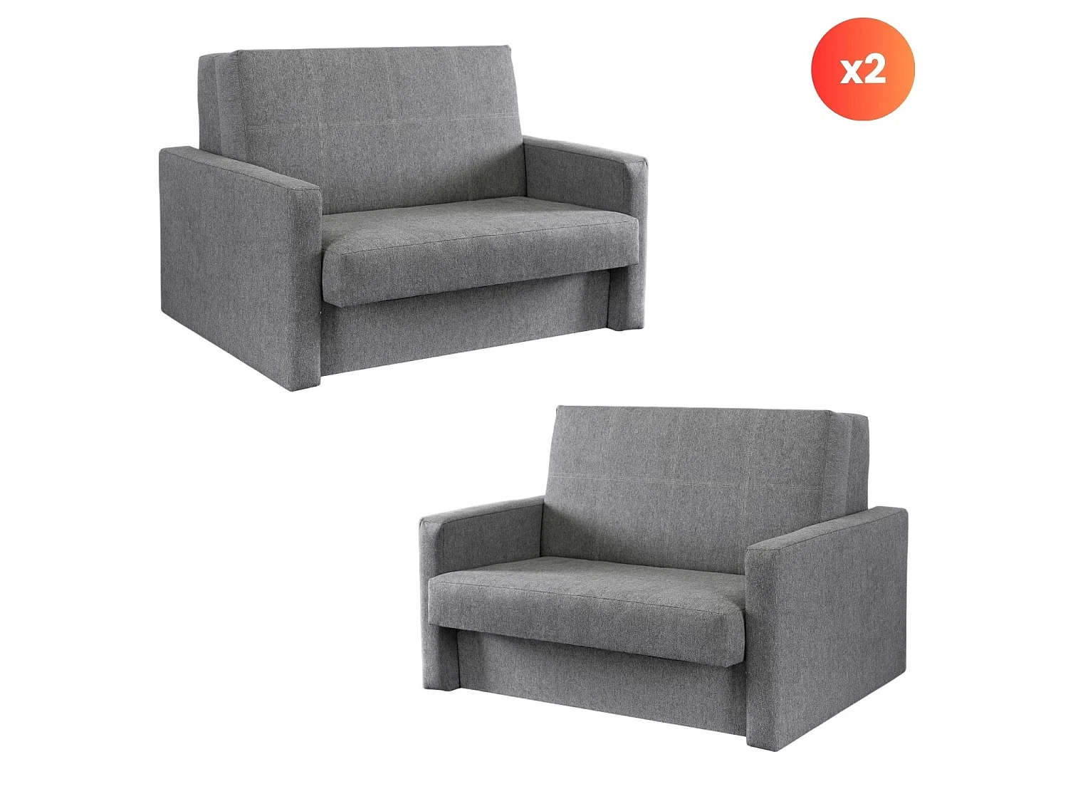 SET 2xPoltrona doppia da notte MILAN 2 grigio