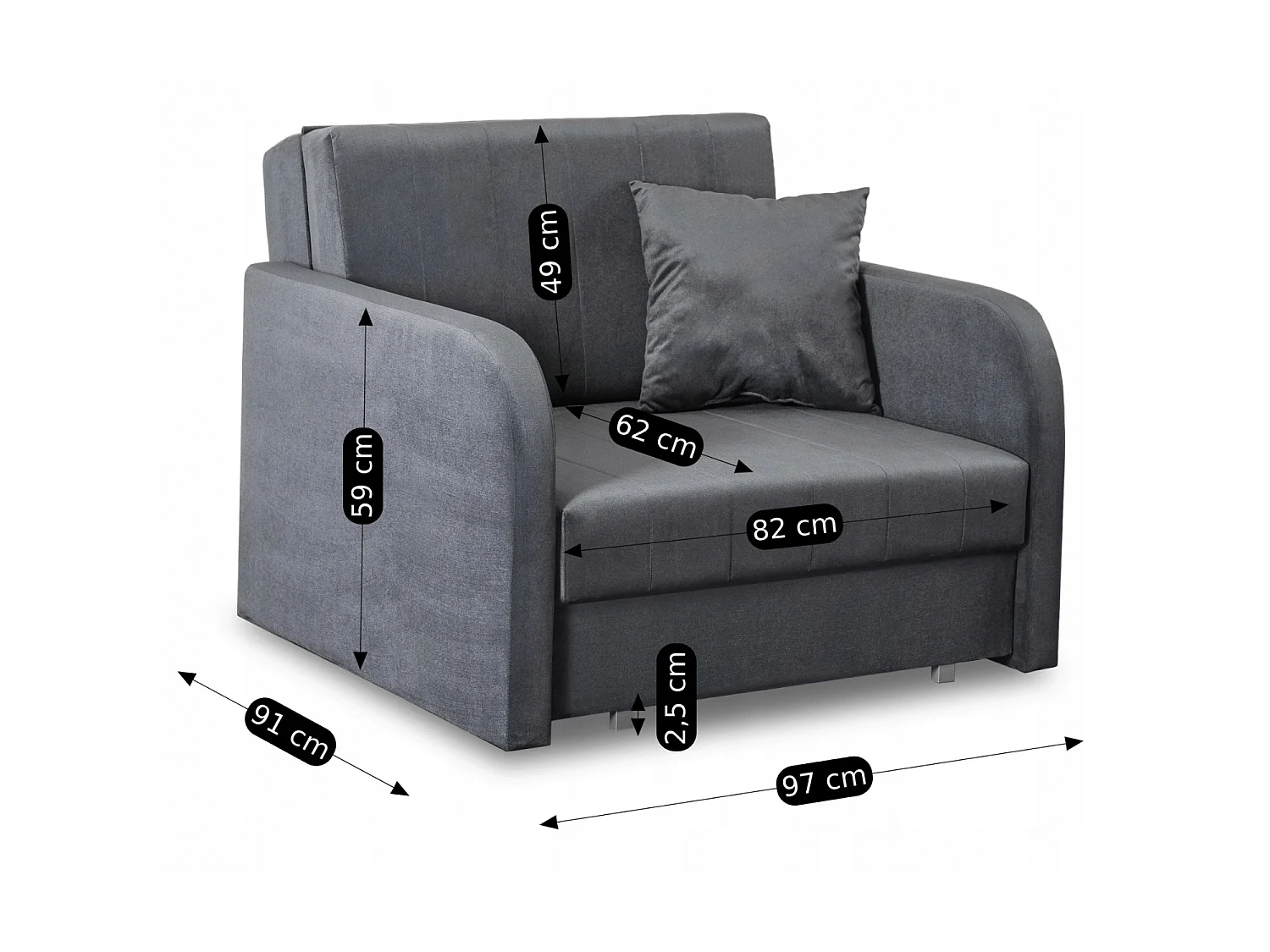Sedia singola da letto VERO Grey