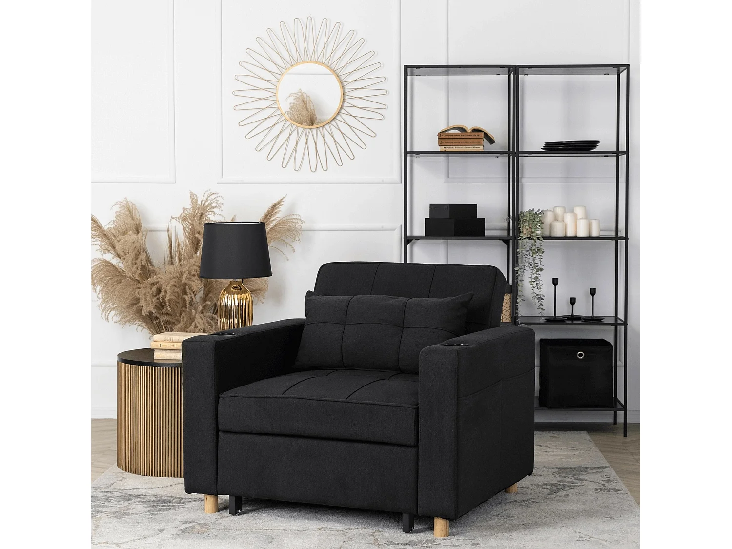 Poltrona reclinável lounge SOLOR em Preto