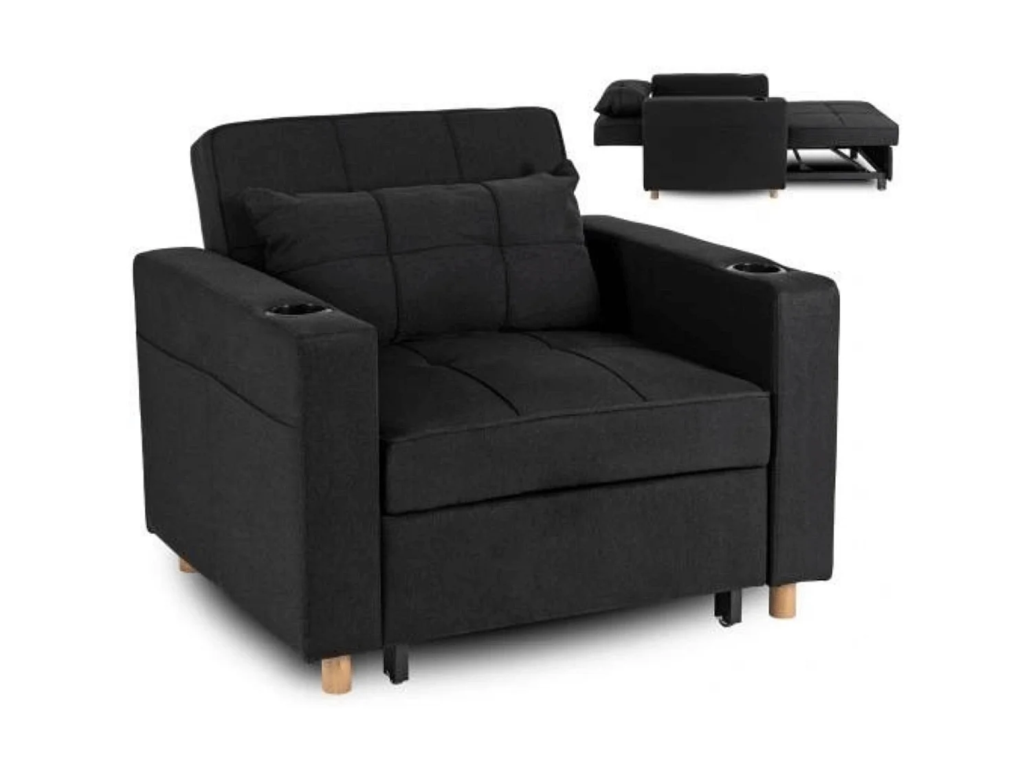 Poltrona reclinável lounge SOLOR em Preto