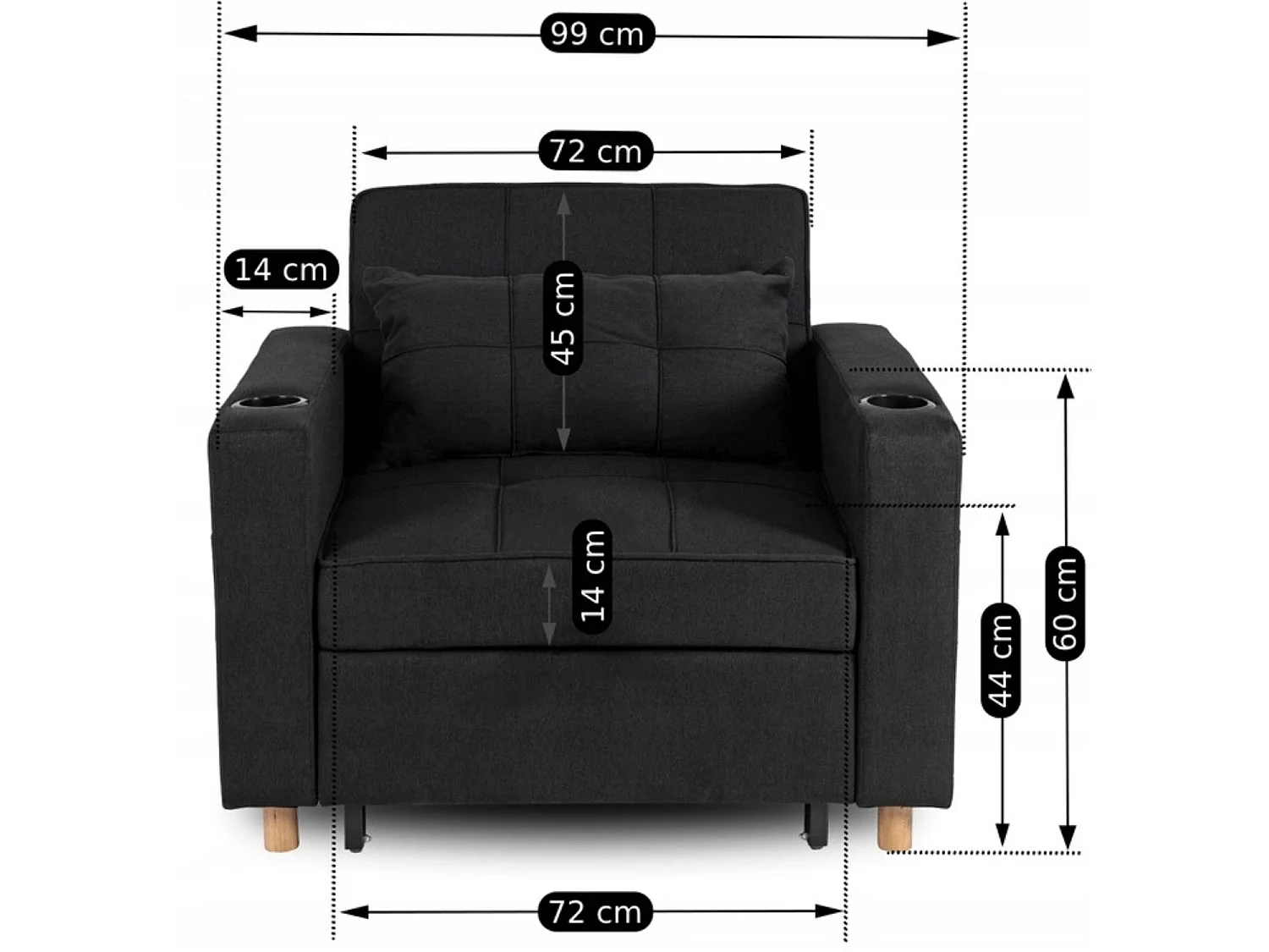 Poltrona reclinável lounge SOLOR em Preto