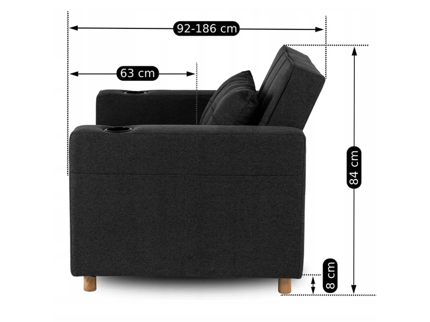 Poltrona reclinável lounge SOLOR em Preto