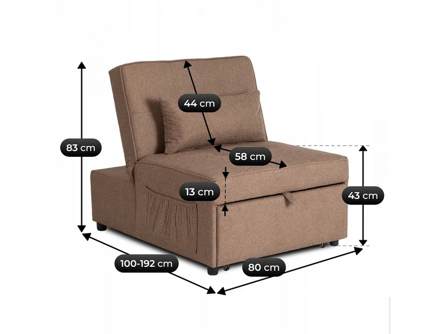 Poltrona reclinável lounge IBERIS 80 cm Marrom