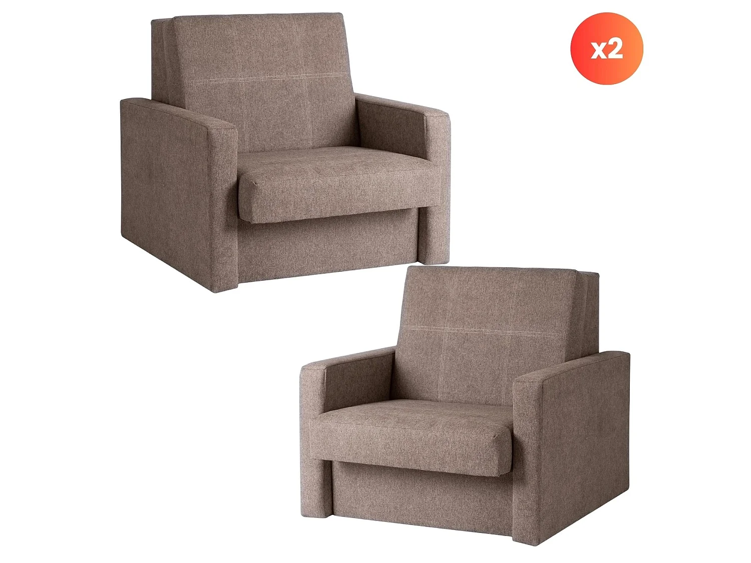 SET 2x Chaise de lit à un essieu MILAN 1 Beige