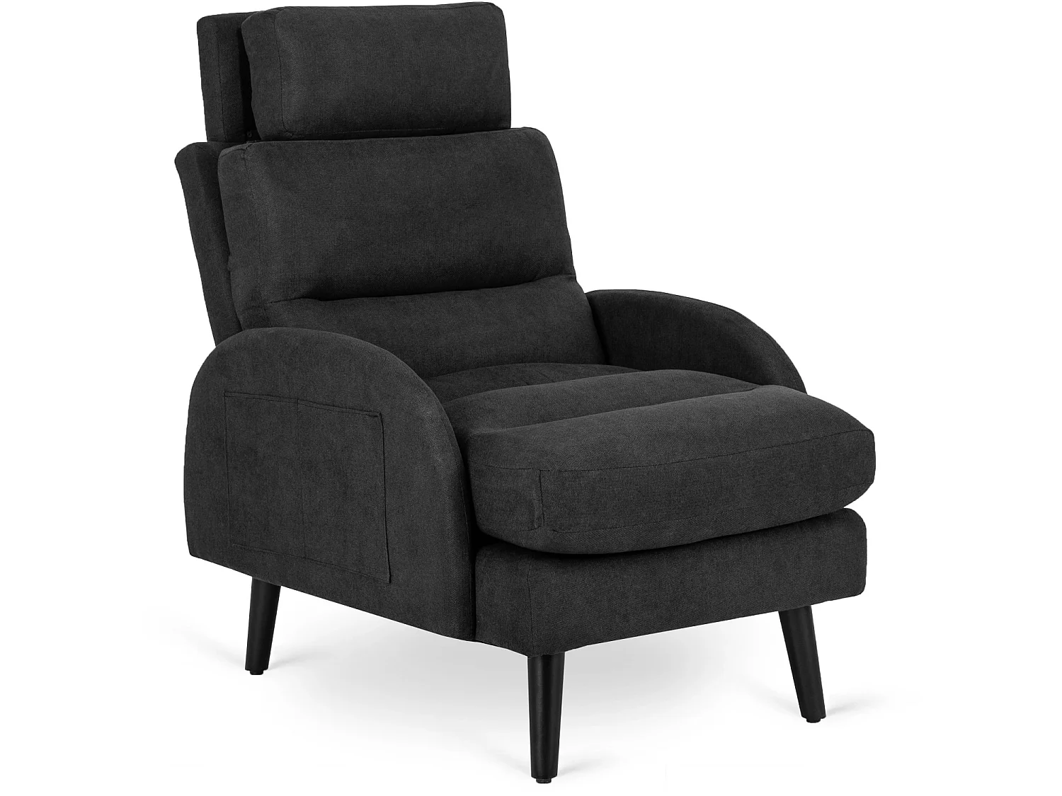 Lounge-recuderbar fåtölj med pouf HENRY Black