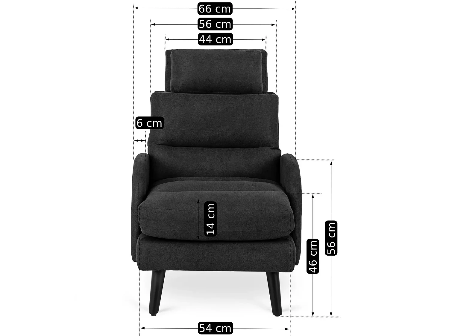 Lounge-recuderbar fåtölj med pouf HENRY Black