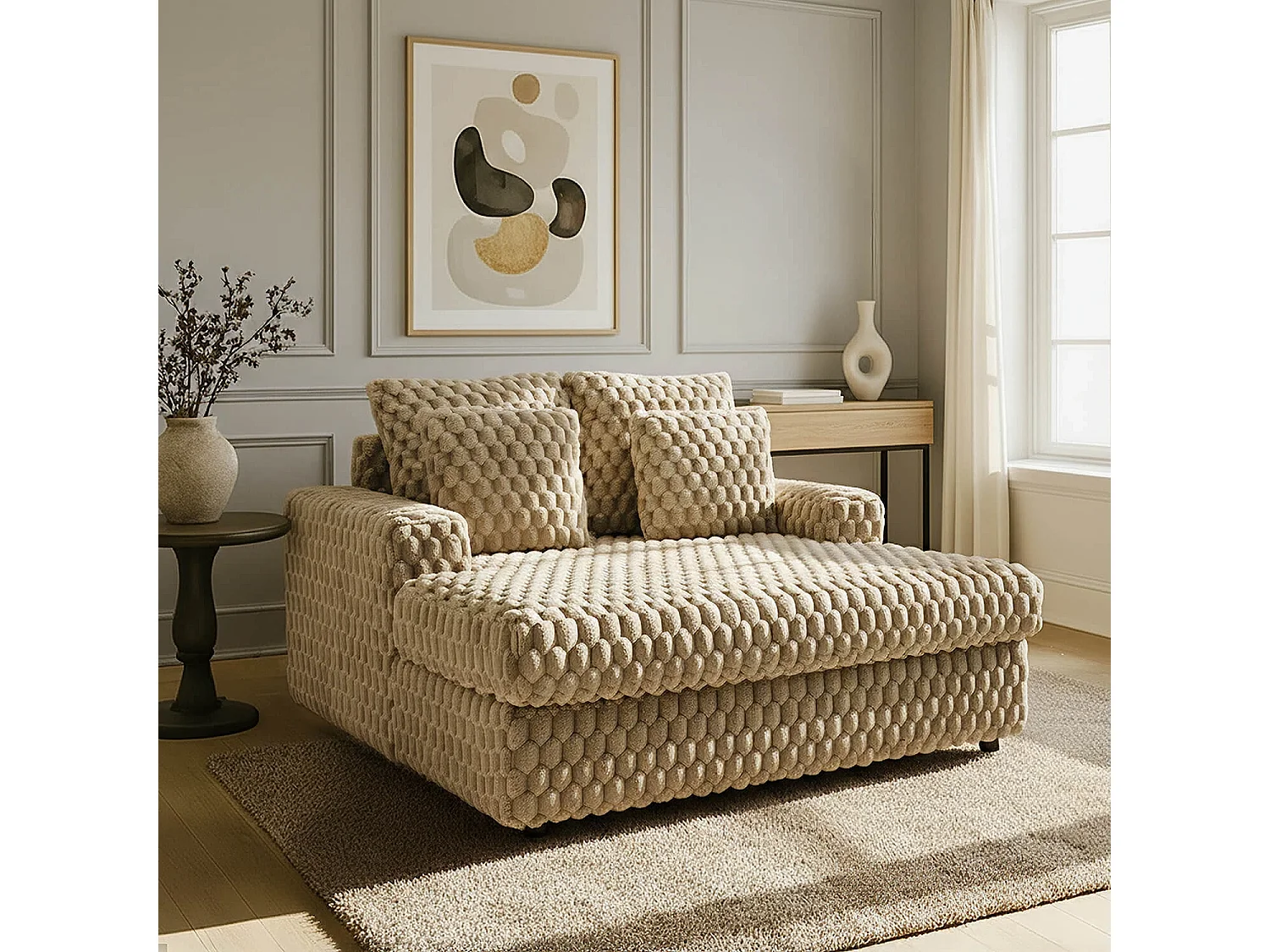 Chaise lounge inclinable KOBEL beige