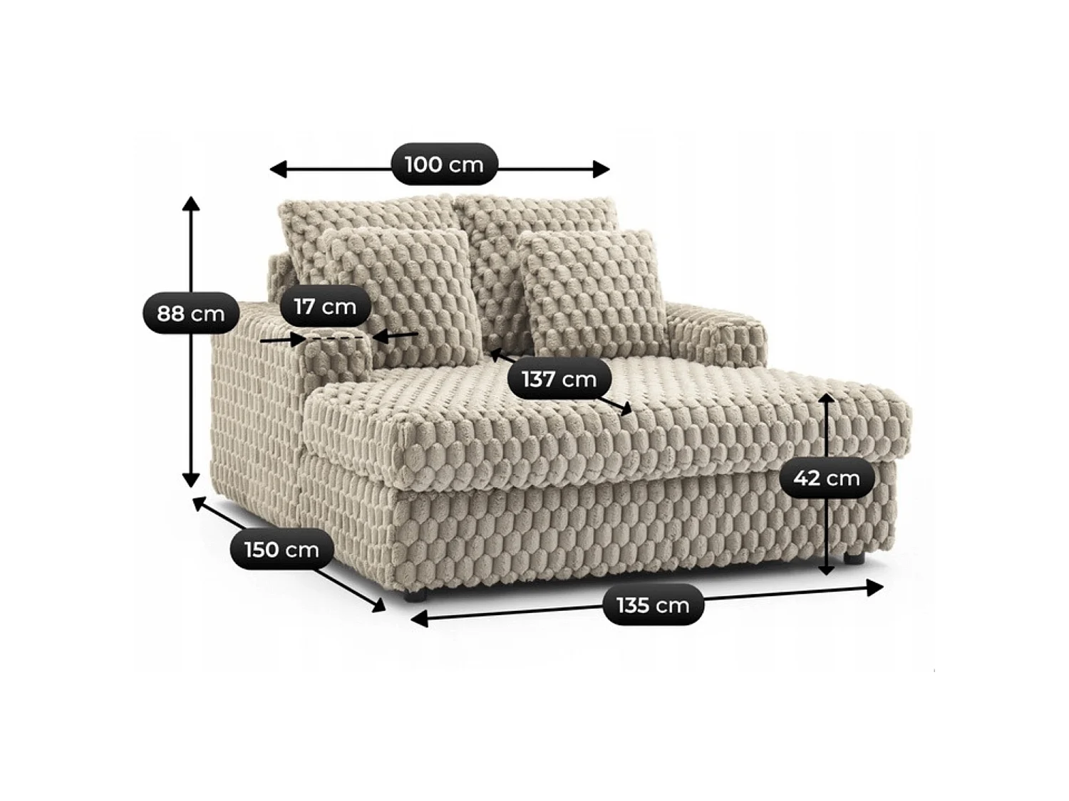 Chaise lounge inclinable KOBEL beige