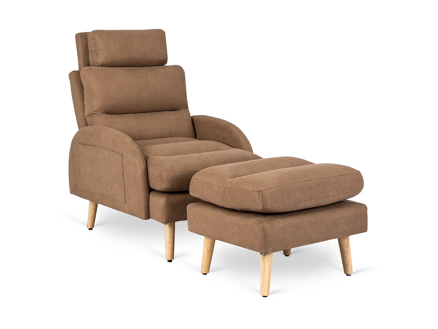 Poltrona Reclinável de Lounge com Pouf HENRY Brown