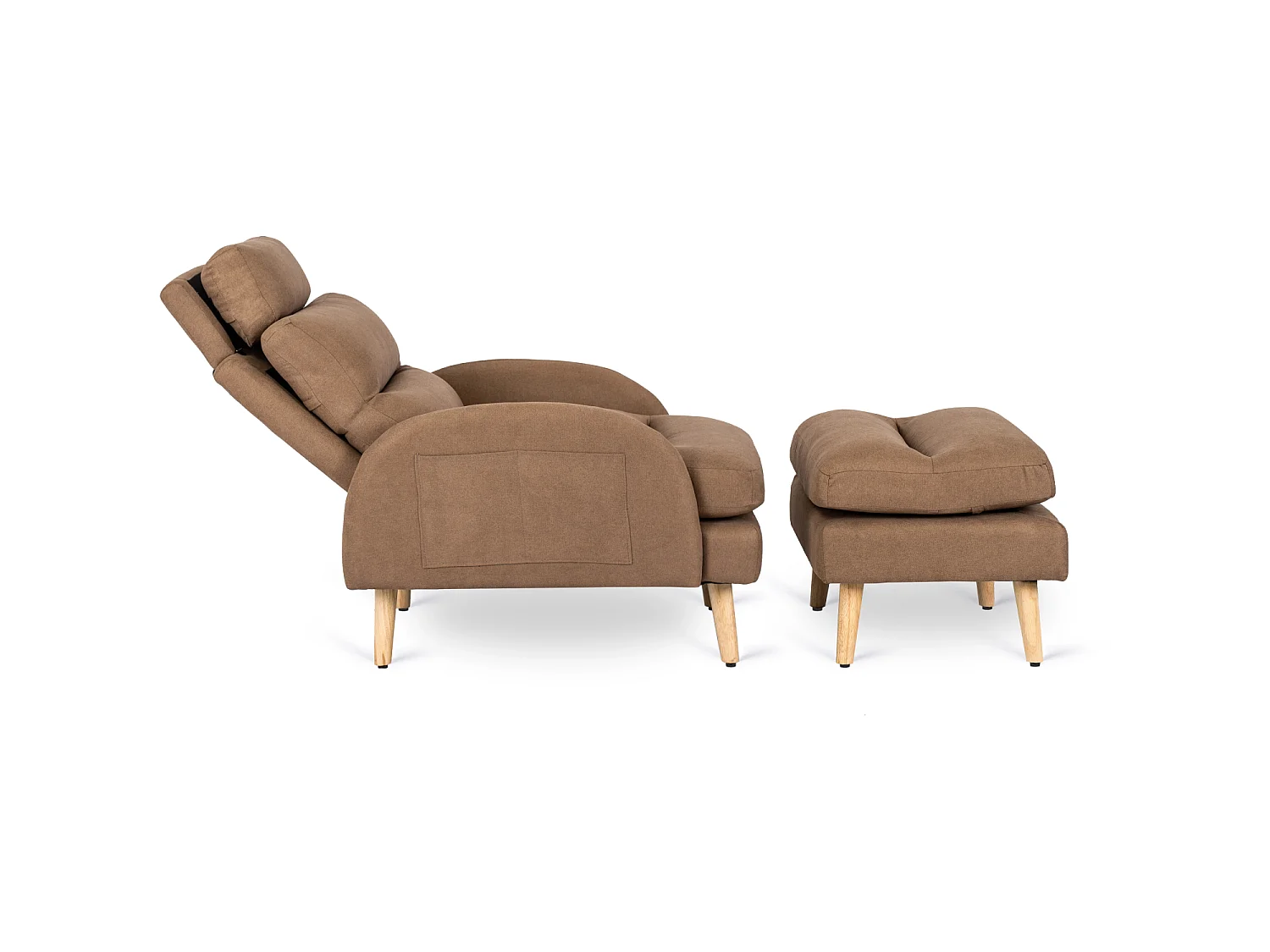 Poltrona Reclinável de Lounge com Pouf HENRY Brown