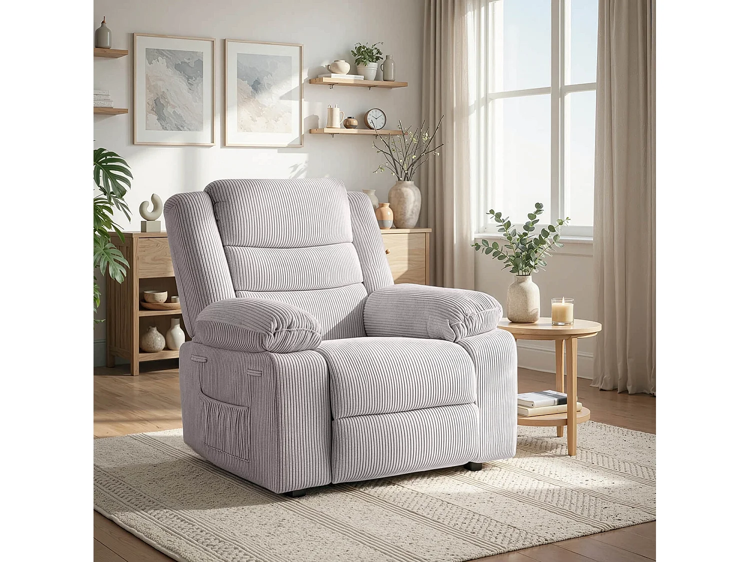 Fauteuil inclinable ARTURO Fauteuil inclinable Fauteuil Reclinable Fauteuil Côtelé Gris