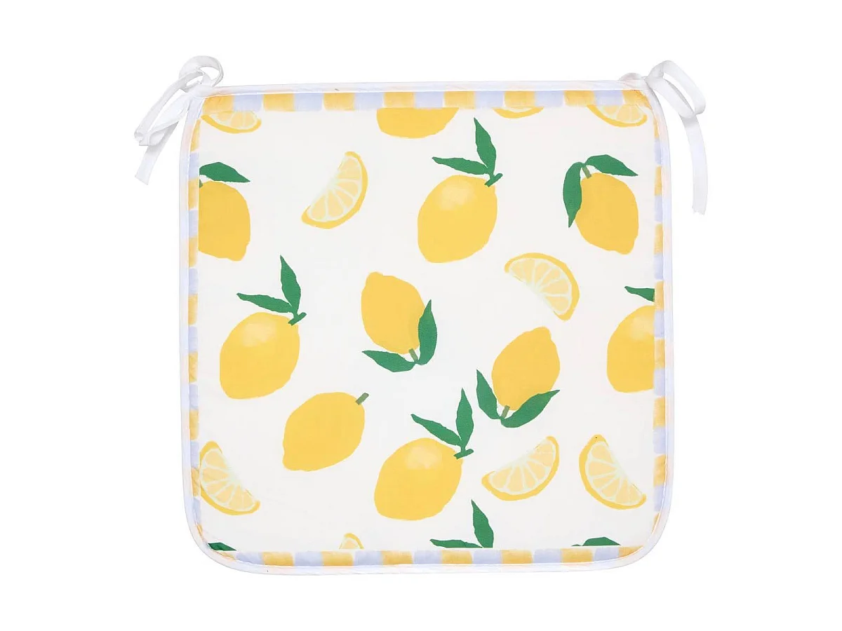 Galette de Chaise Citrons "Fruity" 39x39cm Jaune