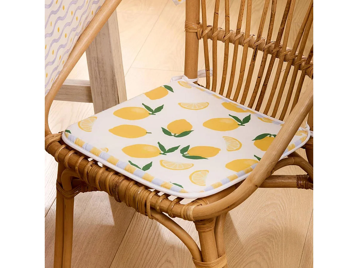 Galette de Chaise Citrons "Fruity" 39x39cm Jaune