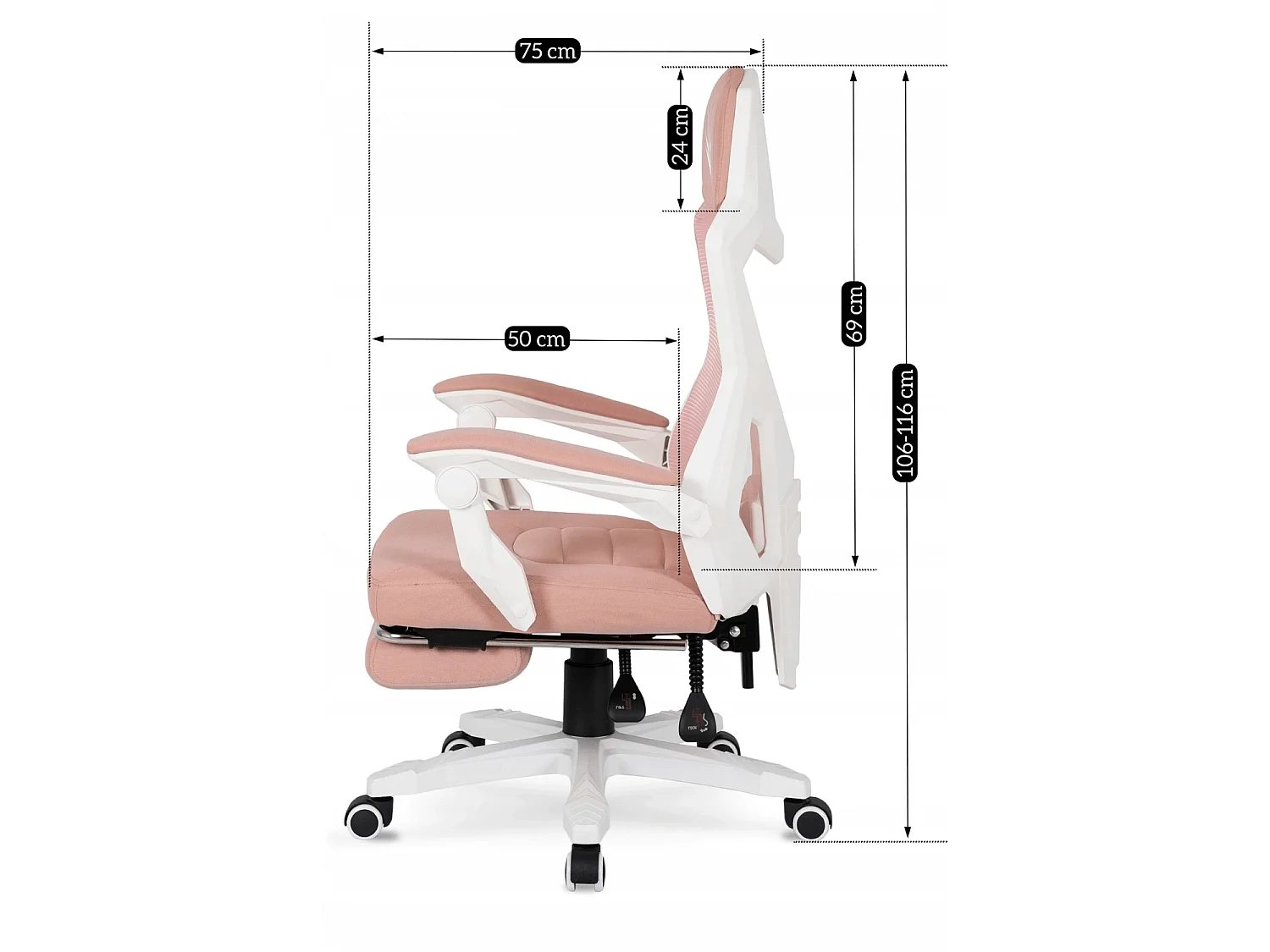 Chaise pivotante BING Gaming rose/blanc