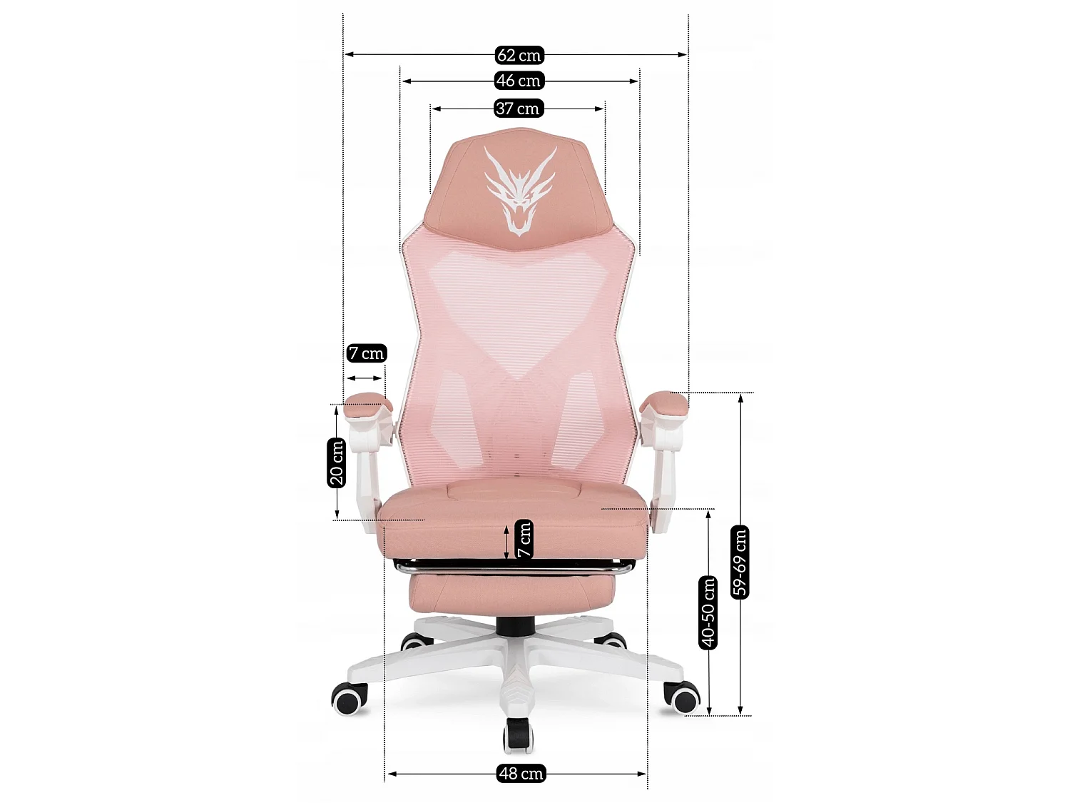 Chaise pivotante BING Gaming rose/blanc