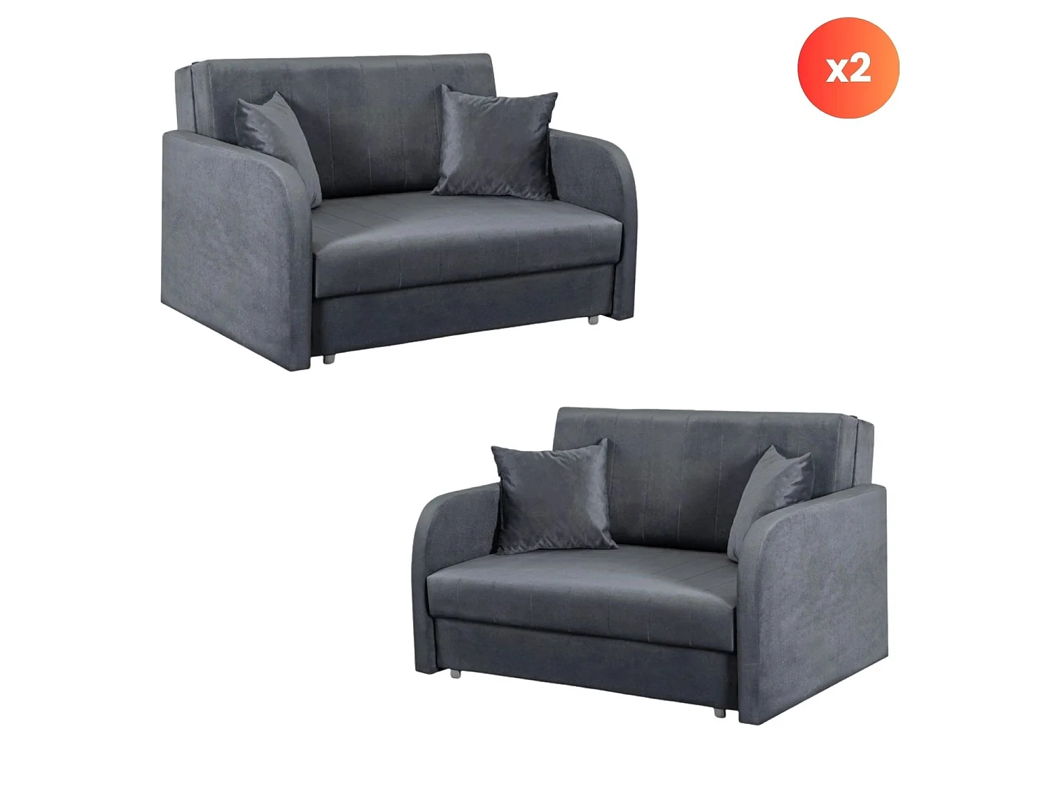SET 2x Sedia Doppia VERO 2 Grigio