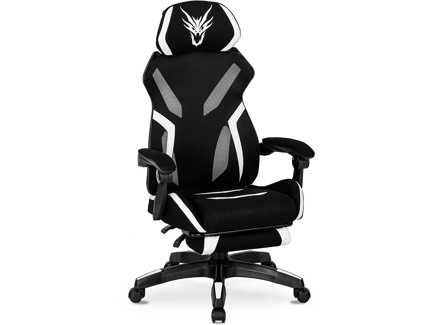 Chaise pivotante de jeu MAXIMO Noir/Blanc