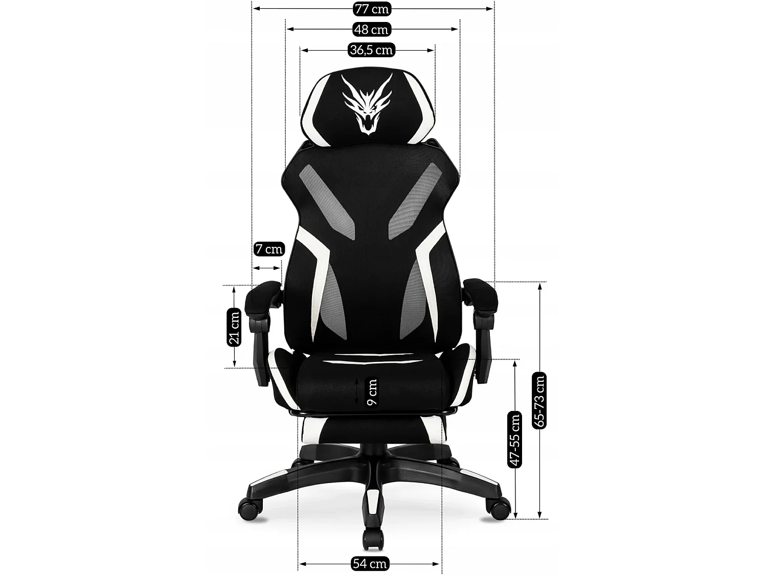 Chaise pivotante de jeu MAXIMO Noir/Blanc