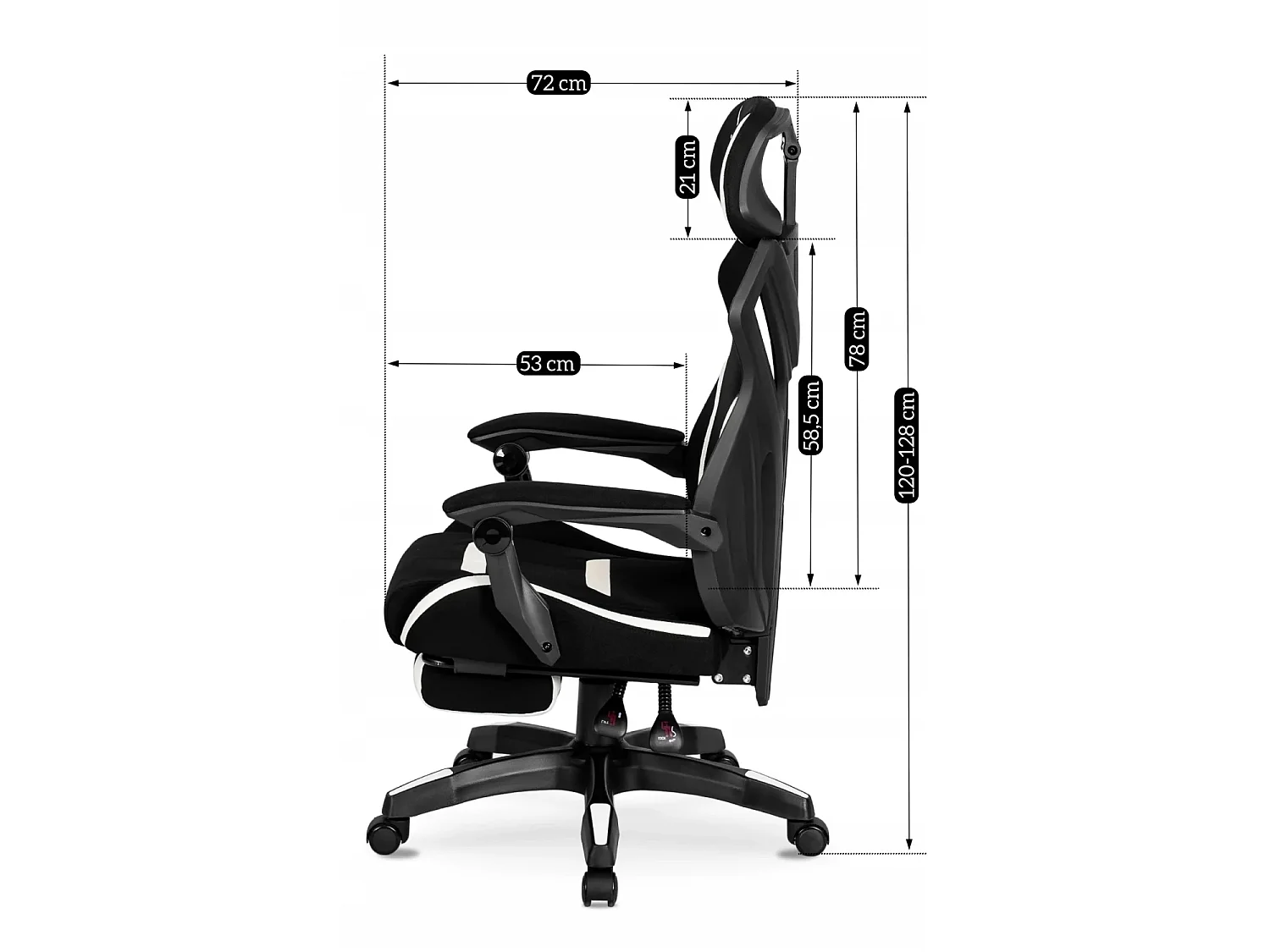 Chaise pivotante de jeu MAXIMO Noir/Blanc