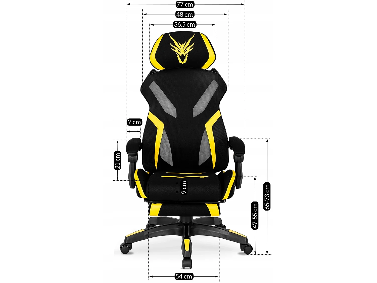Chaise pivotante de gaming MAXIMO Noir/Jaune