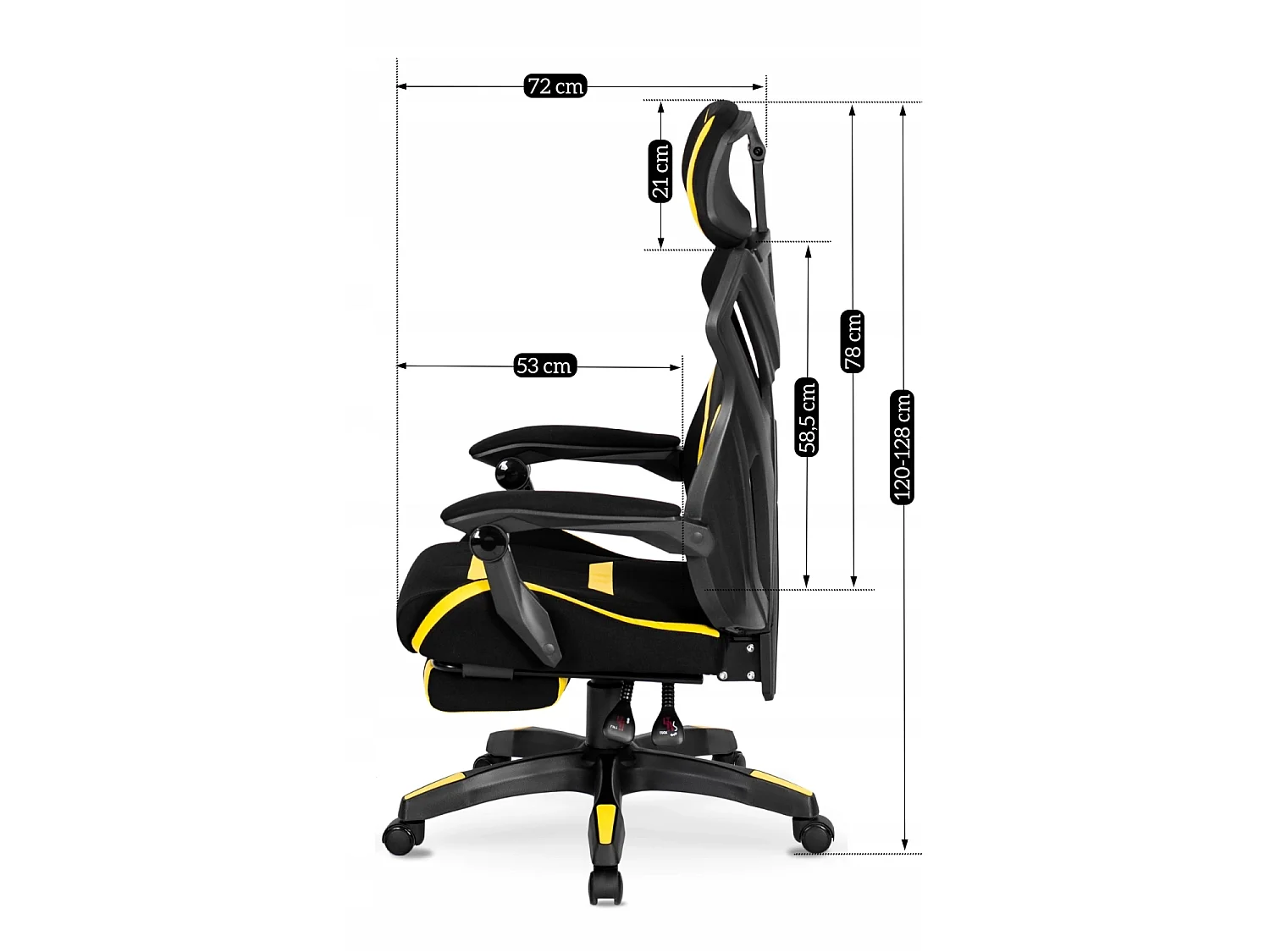 Chaise pivotante de gaming MAXIMO Noir/Jaune