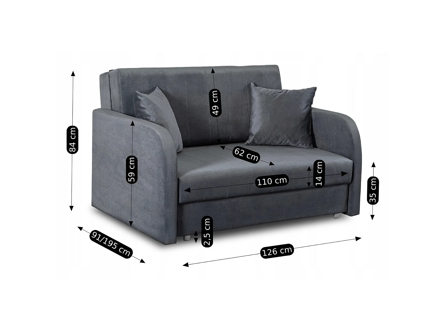 Doppia poltrona da letto VERO 2 grigio
