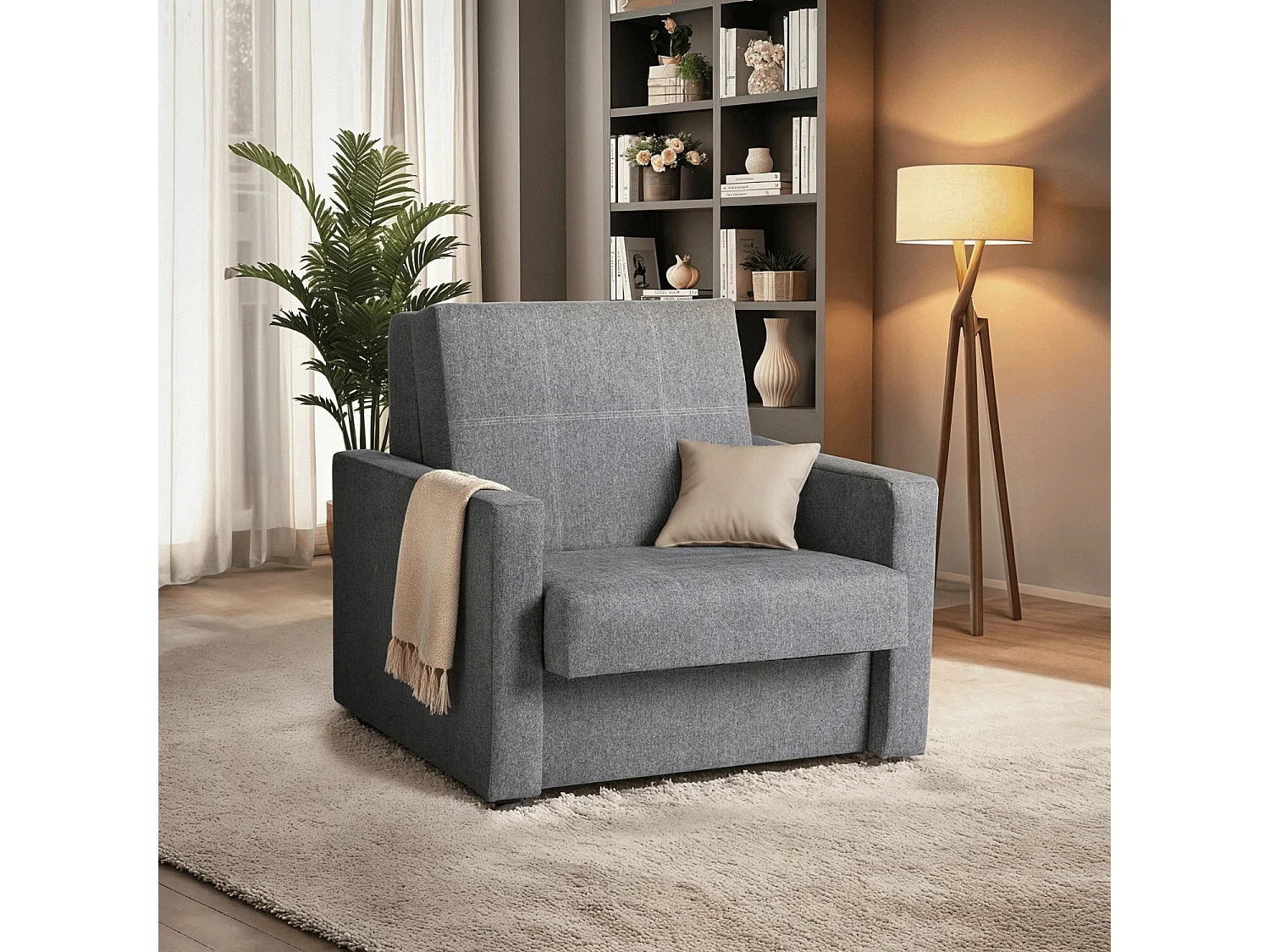 POLTRONE L Single Dormiente MILAN 1 Grigio