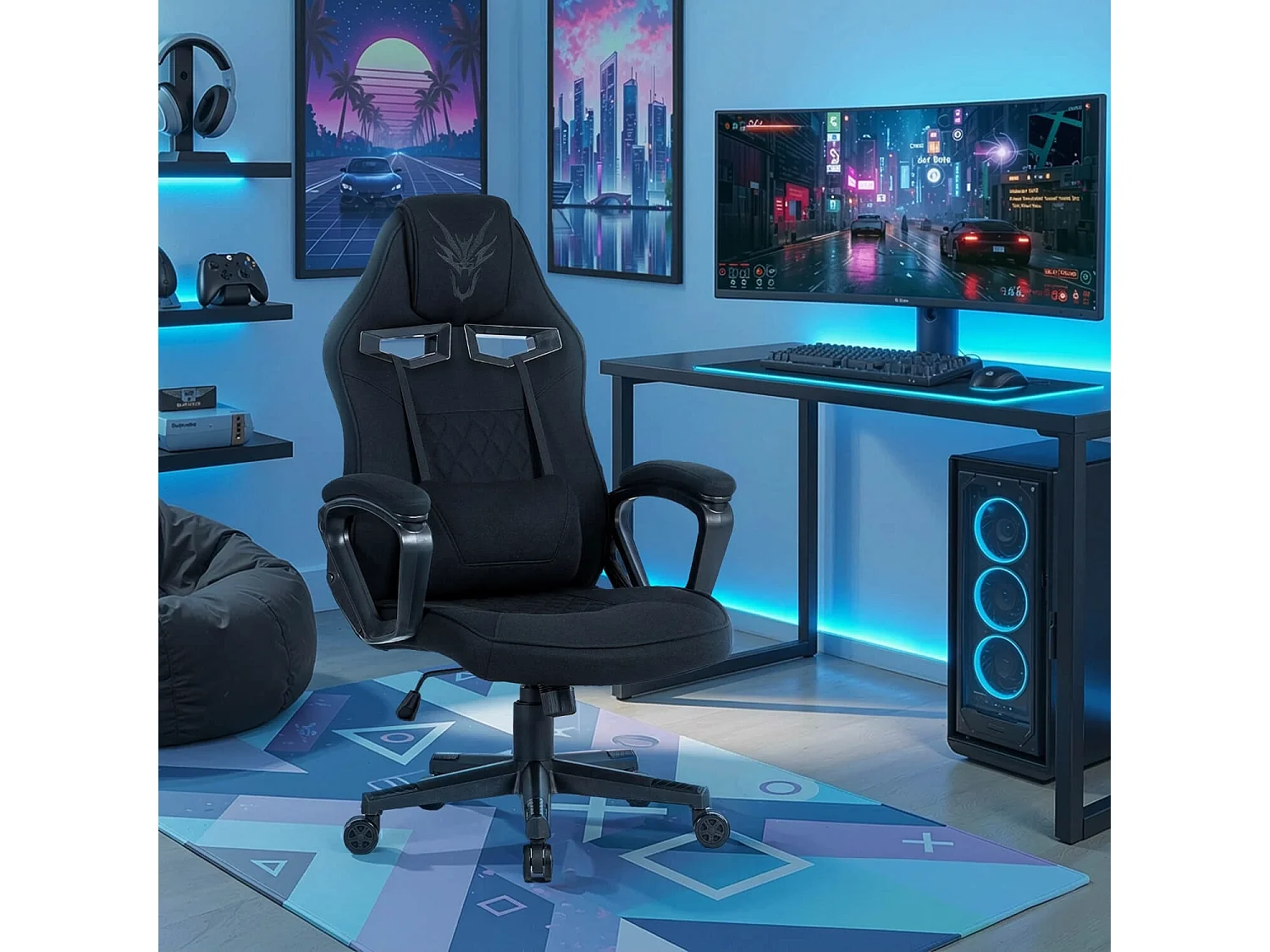 Chaise pivotante de gaming VIDAL Noire