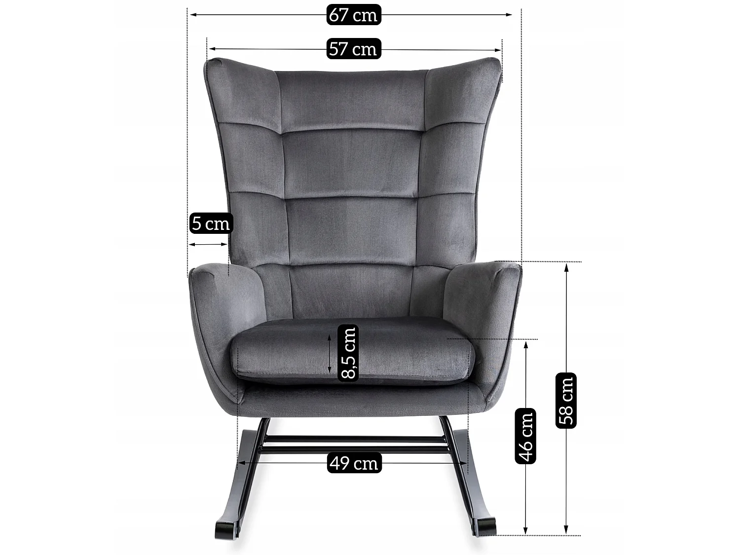 Loungestol gyngestol til stue JACKSON Grey