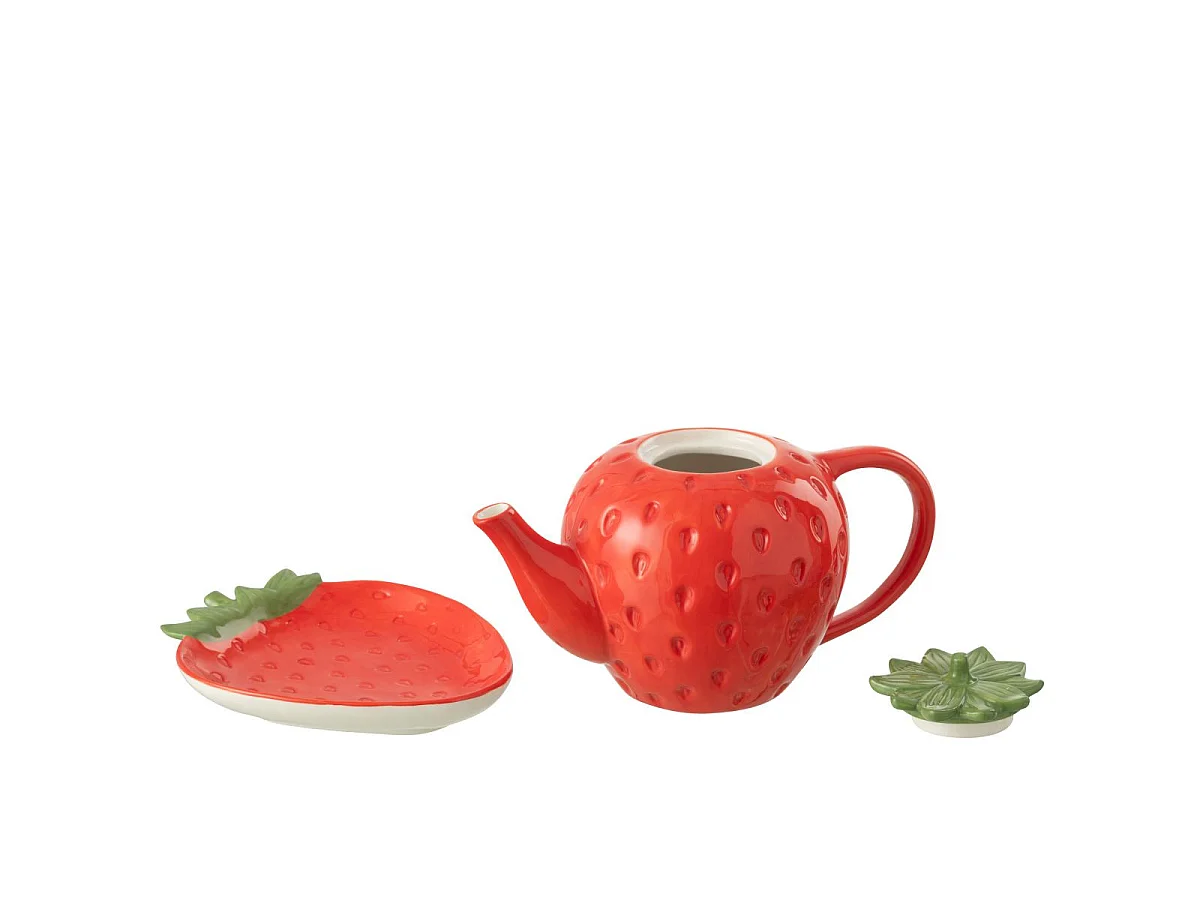 Théière Avec Plateau "Fraise" 21cm Rouge