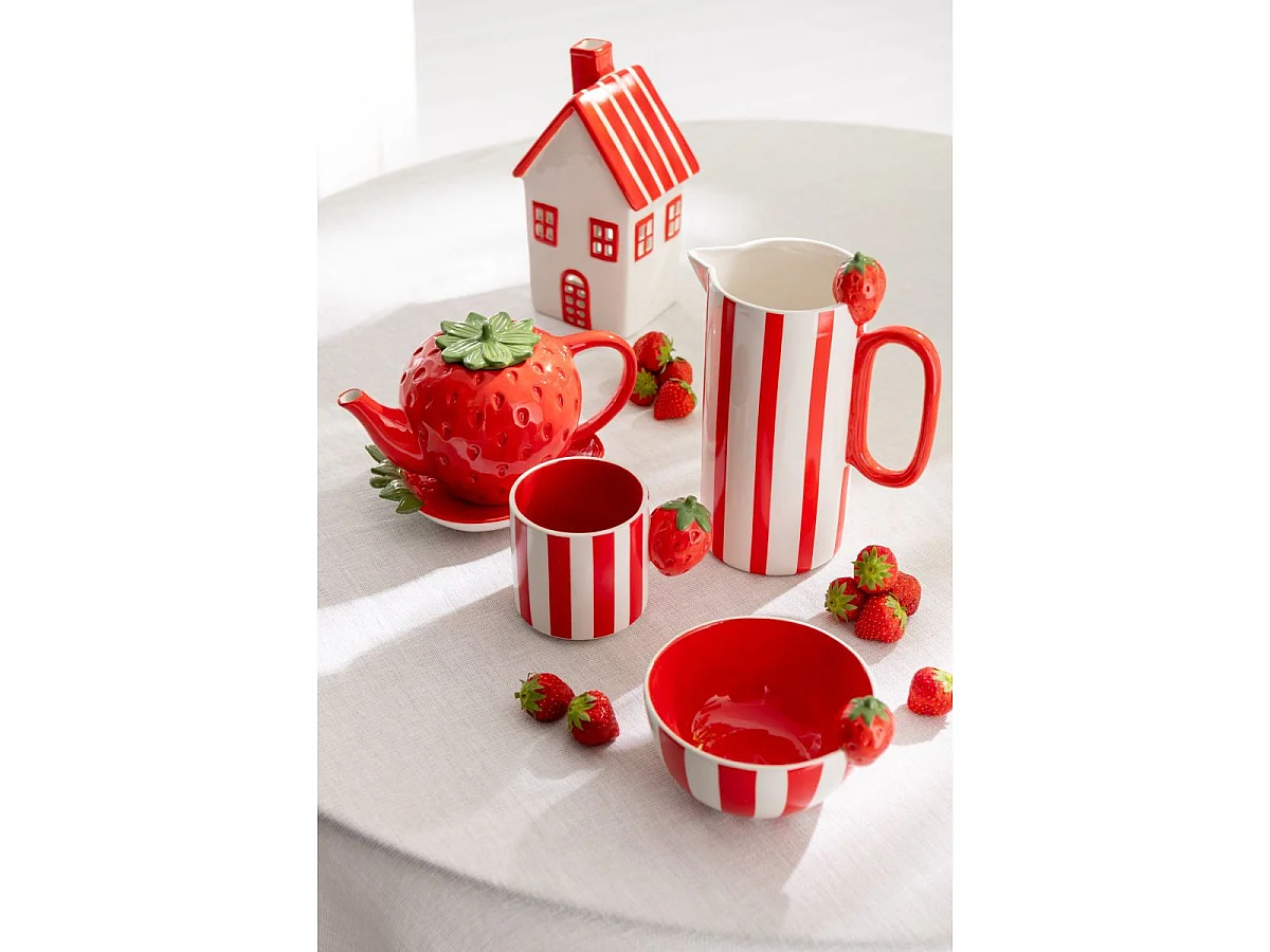 Théière Avec Plateau "Fraise" 21cm Rouge