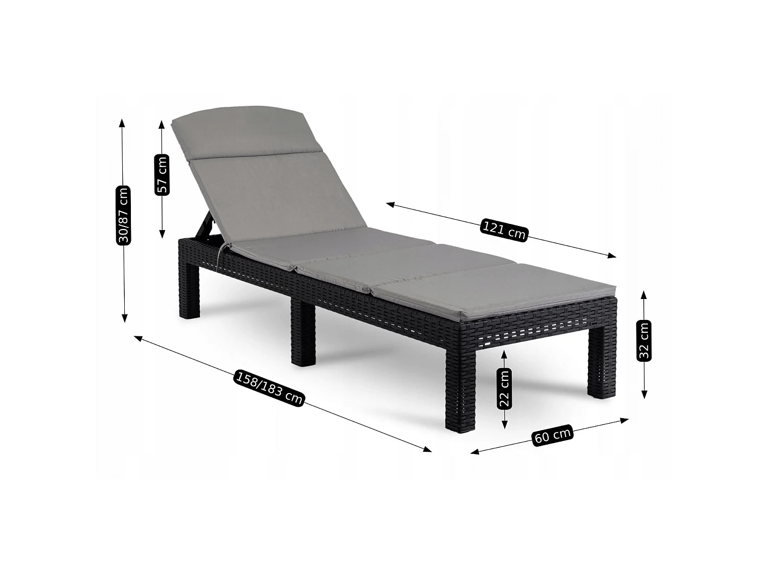 Fauteuil de jardin LUIZIANA technorattan noir