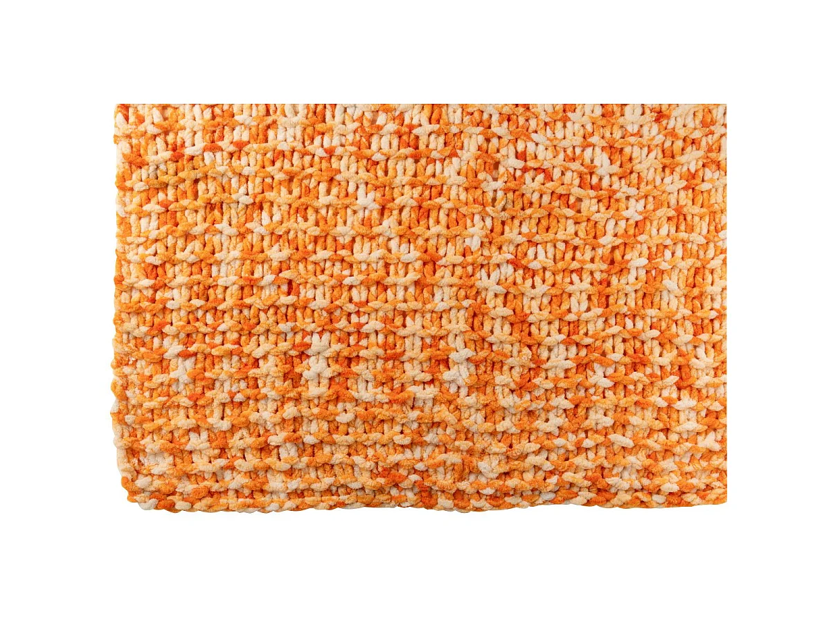 Plaid Tricoté "Efrain" 130x170cm Orange & Blanc