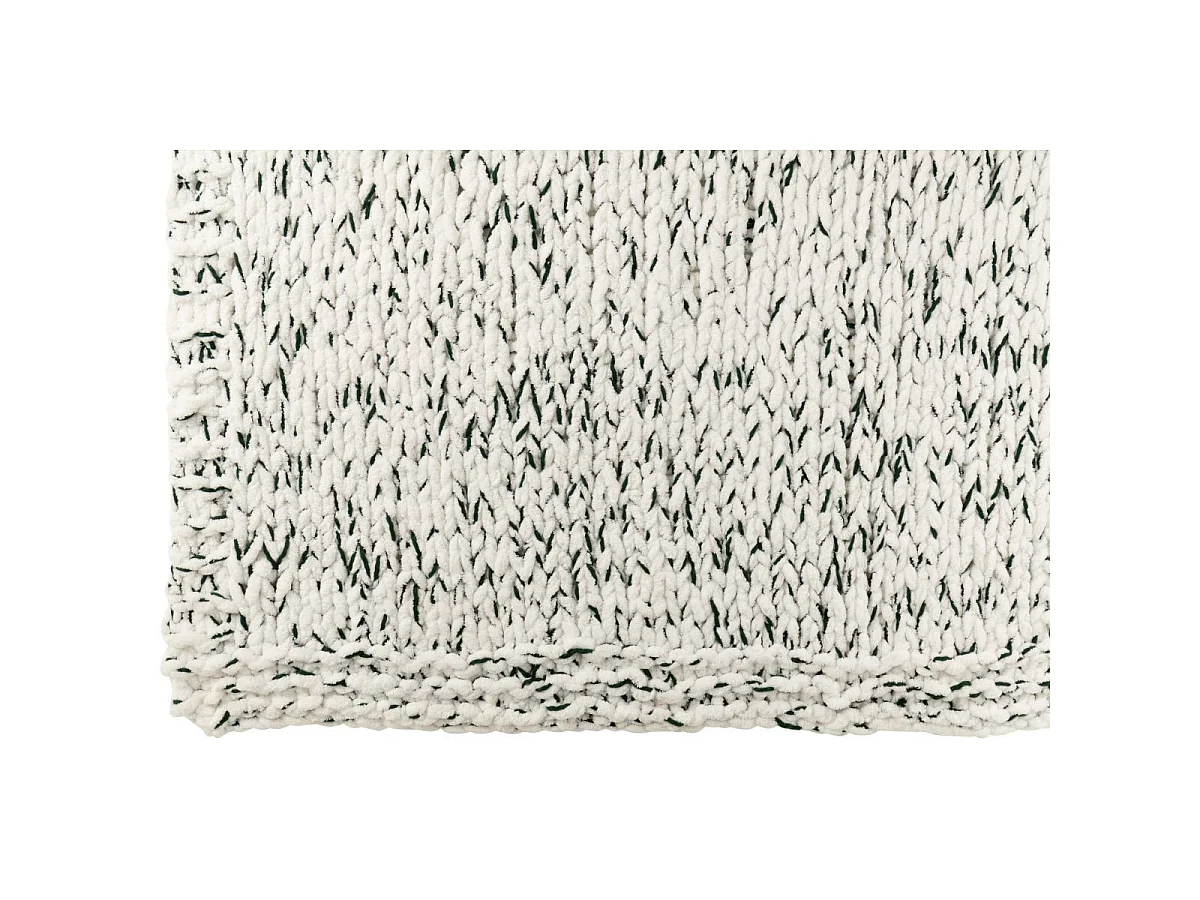 Plaid Tricoté "Efrain" 130x170cm Blanc & Vert Foncé