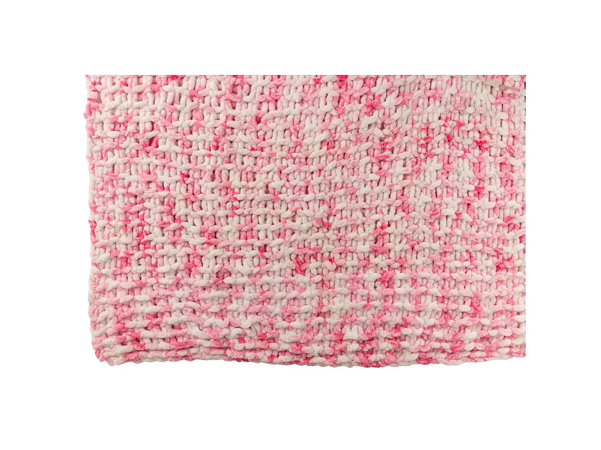 Plaid Tricoté "Efrain" 130x170cm Rose & Blanc