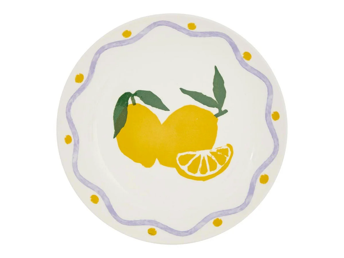 Lot de 6 Assiettes à Dessert "Citron" 19cm Multicolore