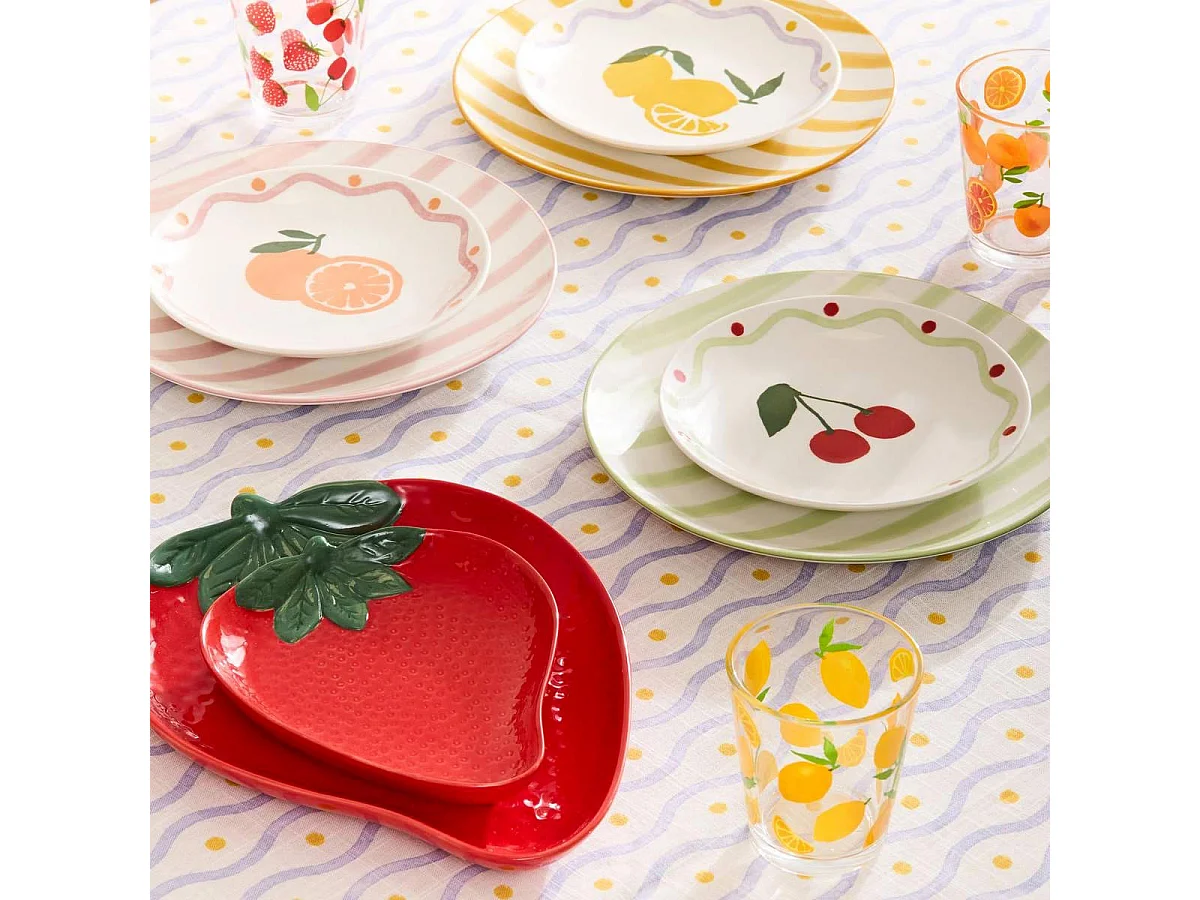 Lot de 6 Assiettes à Dessert "Citron" 19cm Multicolore