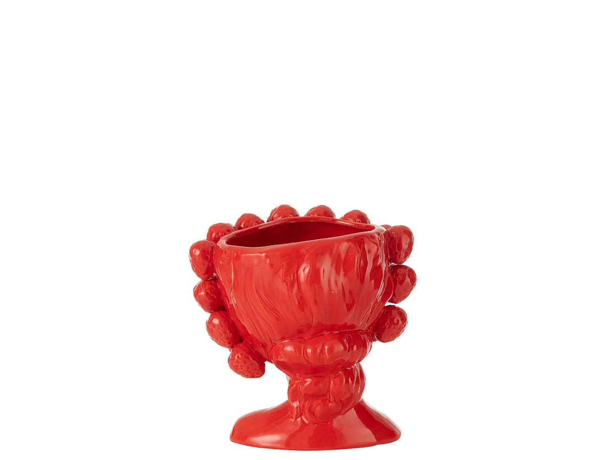 Cache-Pot en Céramique "Fille Fraise" 20cm Rouge
