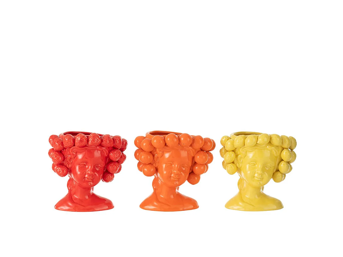 Cache-Pot en Céramique "Fille Fraise" 20cm Rouge