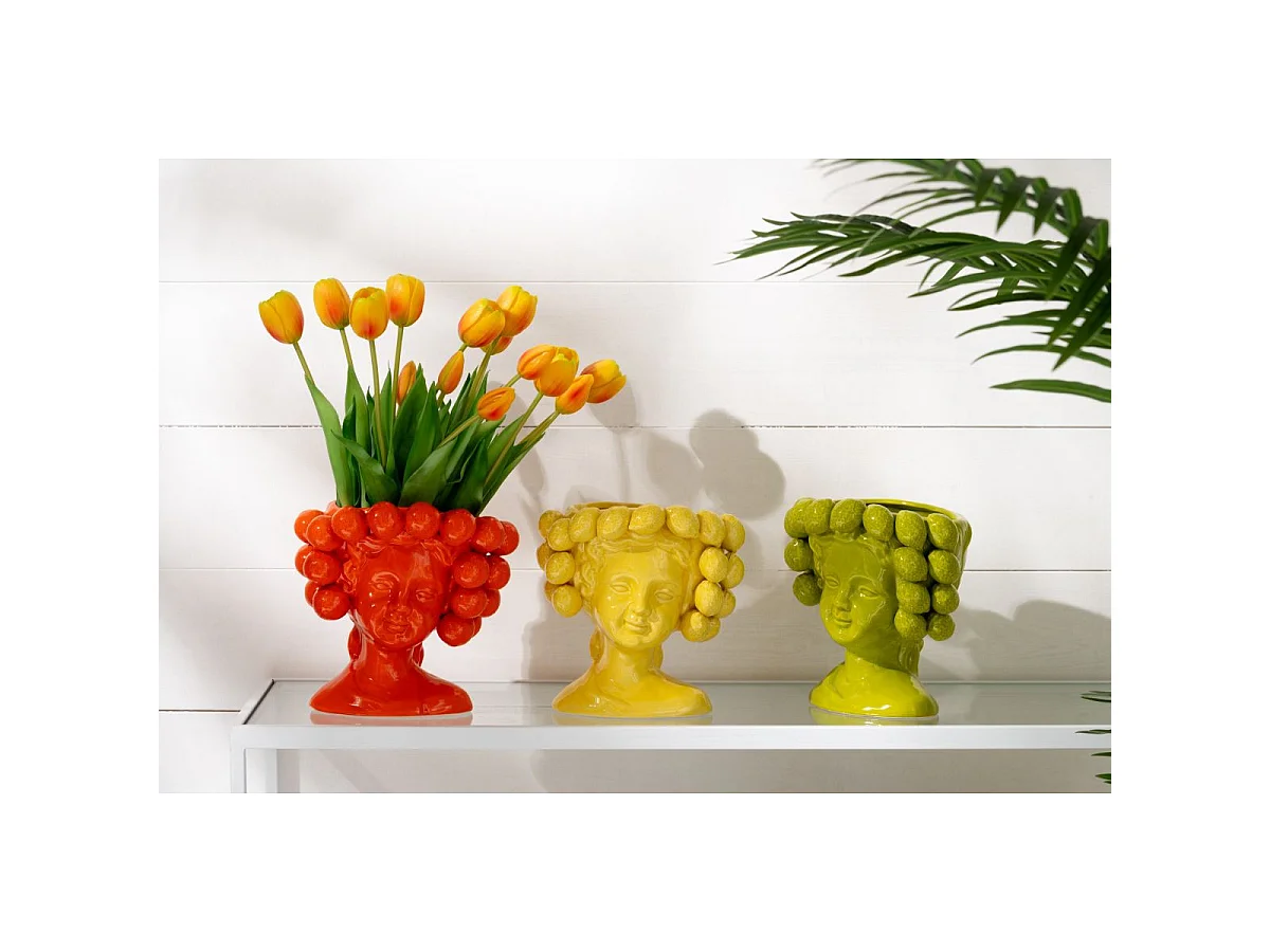 Cache-Pot en Céramique "Fille Fraise" 20cm Rouge